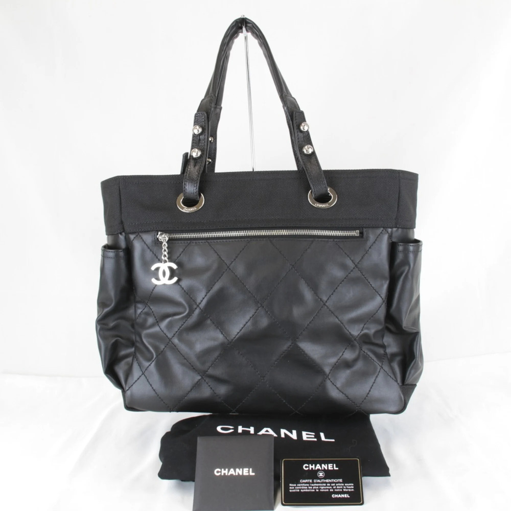 CHANEL Black Canvas Tote Bag